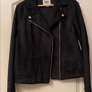 Black suede moto-jacket